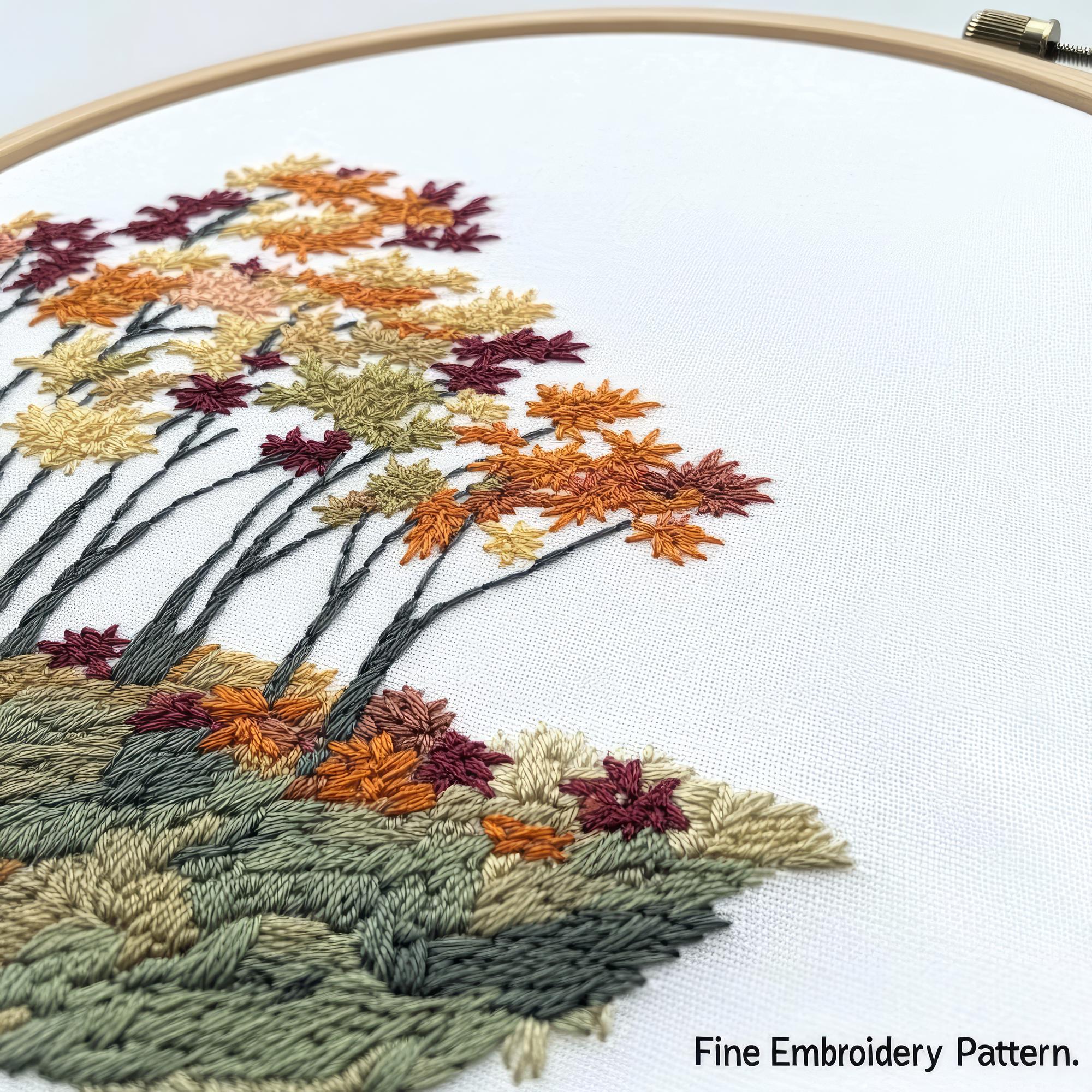 framed miniature embroidered landscape